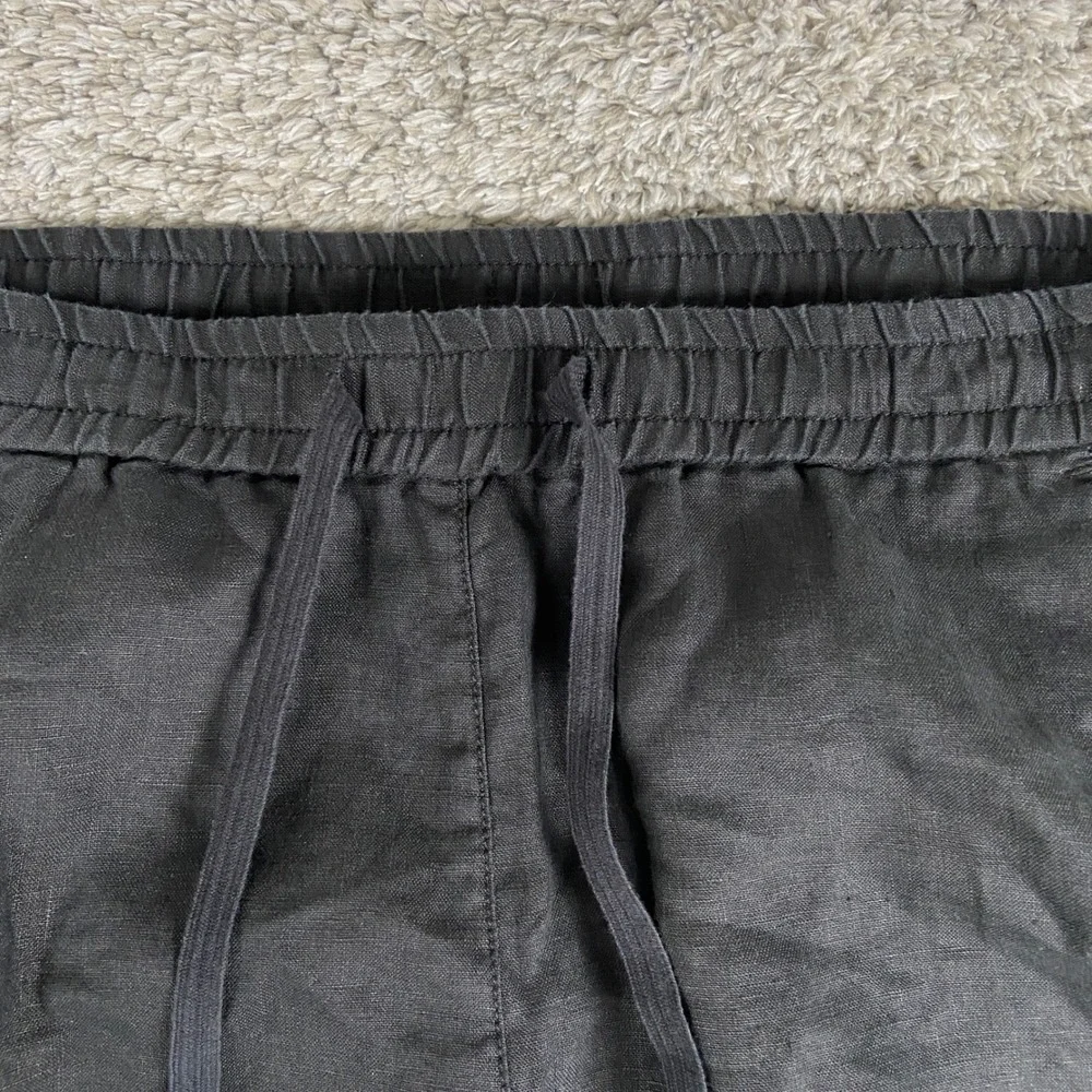 Tommy Bahama Linen Pants Mens L Black Drawstring Elastic Waist Coastal Beach